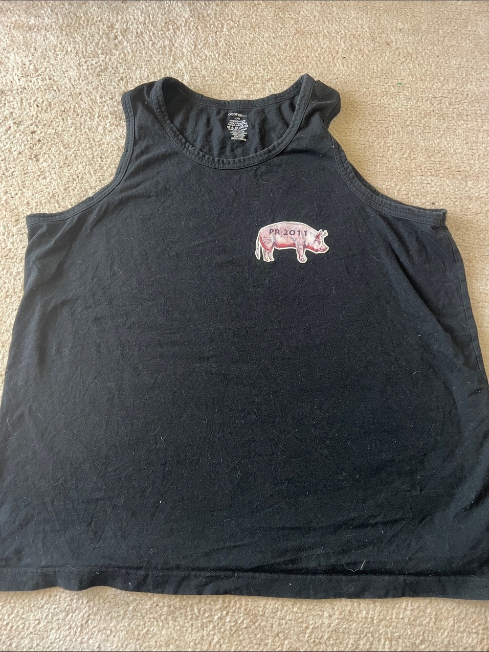 George Black Tank Top with Pink Pig Patch